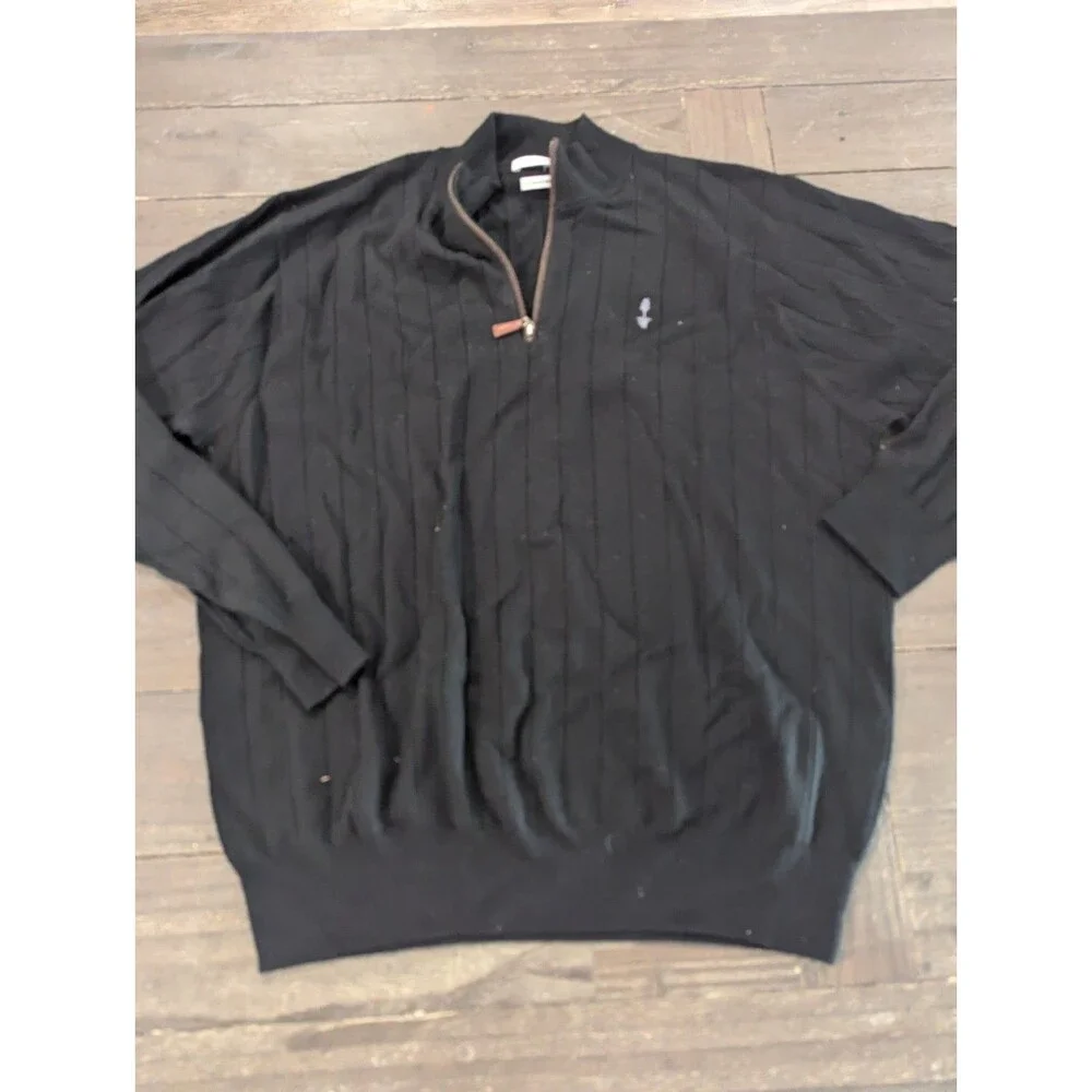 Peter Millar Mens Size XLarge 100% Italian Merino Wool Quarter Zip Black Sweater